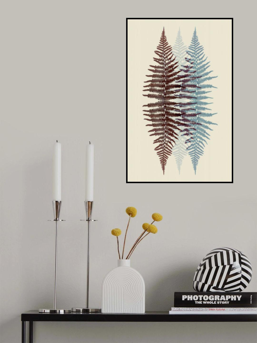 Chocolate and Teal Fern Poster och Canvastavla