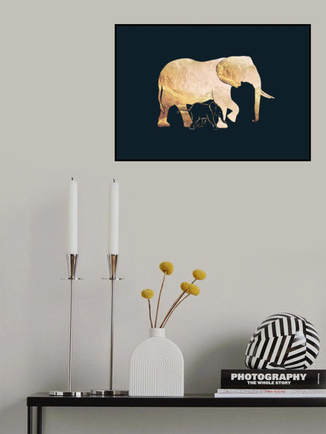 Black gold elephants 2 Poster och Canvastavla