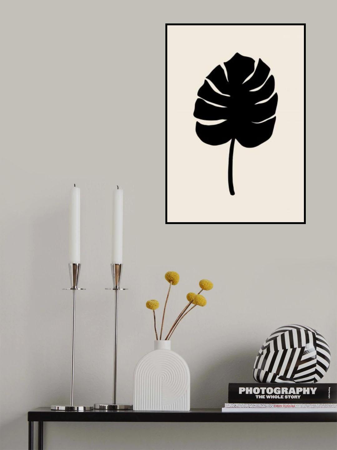 Monstera Leaf Black Poster och Canvastavla