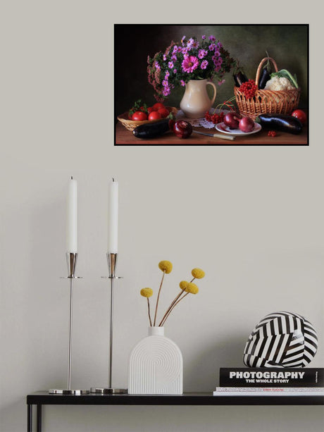 Still life with a bouquet and vegetables Poster och Canvastavla