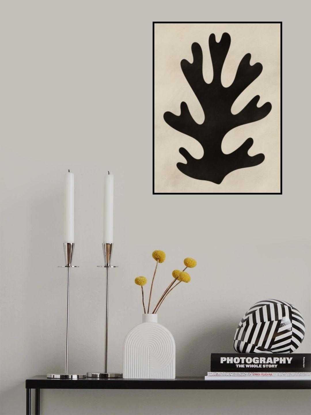 Minimal Black Coral Poster och Canvastavla