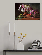 Still Life with Asters and Grapes Poster och Canvastavla