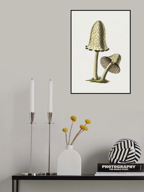 Vintage Inky Cap Edible Mushroom Poster och Canvastavla