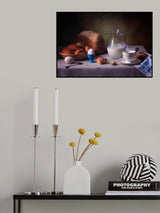 Still life with milk and bread Poster och Canvastavla