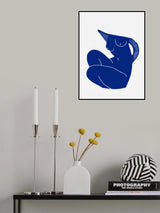 Blue Seated Nude Cut Out Poster och Canvastavla