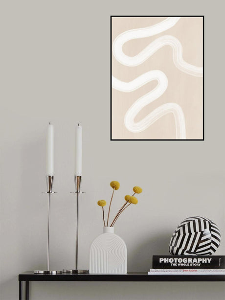 Beige One Line Drawing Poster och Canvastavla