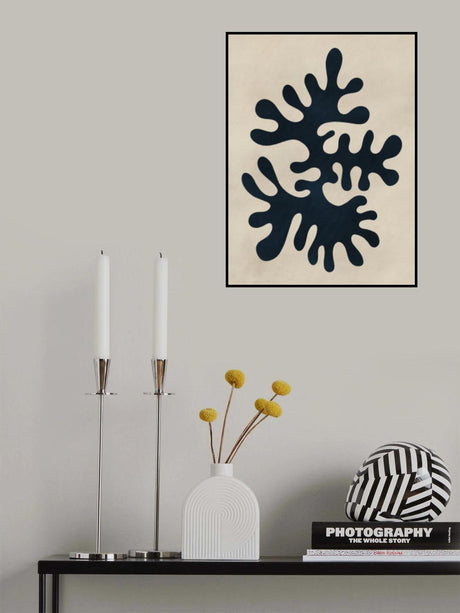 Minimal Black Coral Cut Out Poster och Canvastavla