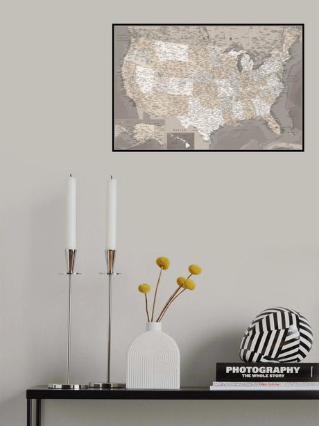 Highly detailed map of the United States, Davey Poster och Canvastavla